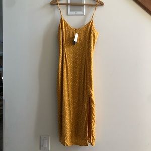 Yellow polka dot midi dress NWT